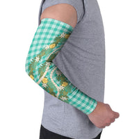 Aloha Puakenikeni Anthurium Pikake Lei Arm Sleeves Marine Hawaiian Palaka Pattern