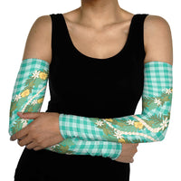 Aloha Puakenikeni Anthurium Pikake Lei Arm Sleeves Marine Hawaiian Palaka Pattern