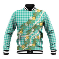 Aloha Puakenikeni Anthurium Pikake Lei Baseball Jacket Marine Hawaiian Palaka Pattern