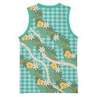 Aloha Puakenikeni Anthurium Pikake Lei Basketball Jersey Marine Hawaiian Palaka Pattern