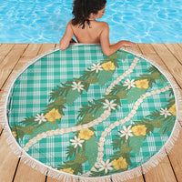 Aloha Puakenikeni Anthurium Pikake Lei Beach Blanket Marine Hawaiian Palaka Pattern