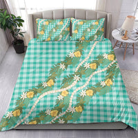 Aloha Puakenikeni Anthurium Pikake Lei Bedding Set Marine Hawaiian Palaka Pattern