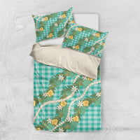 Aloha Puakenikeni Anthurium Pikake Lei Bedding Set Marine Hawaiian Palaka Pattern