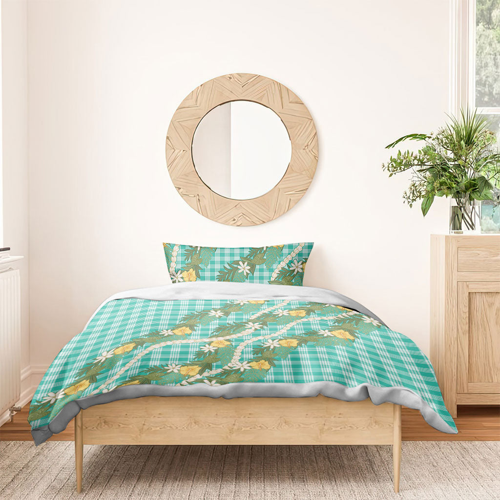 Aloha Puakenikeni Anthurium Pikake Lei Bedding Set Marine Hawaiian Palaka Pattern