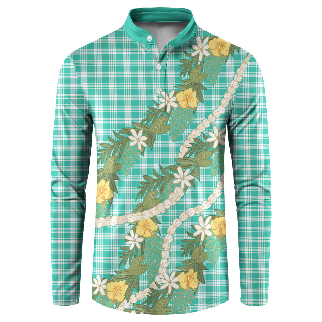 Aloha Puakenikeni Anthurium Pikake Lei Button Sweatshirt Marine Hawaiian Palaka Pattern