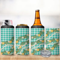 Aloha Puakenikeni Anthurium Pikake Lei 4 in 1 Can Cooler Tumbler Marine Hawaiian Palaka Pattern