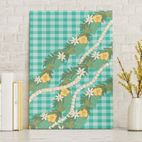 Aloha Puakenikeni Anthurium Pikake Lei Canvas Wall Art Marine Hawaiian Palaka Pattern