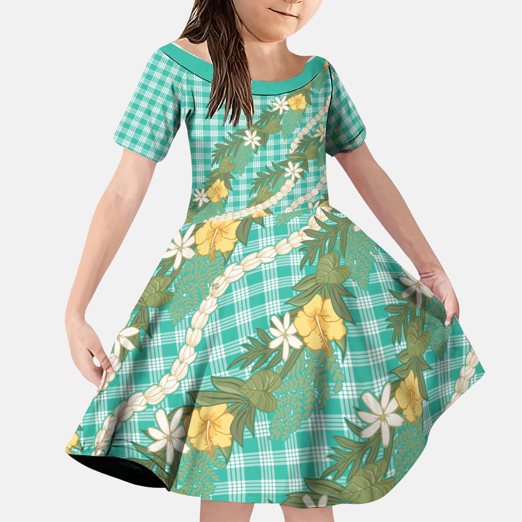 Aloha Puakenikeni Anthurium Pikake Lei Family Matching Mermaid Dress and Hawaiian Shirt Marine Hawaiian Palaka Pattern