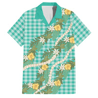 Aloha Puakenikeni Anthurium Pikake Lei Family Matching Off Shoulder Maxi Dress and Hawaiian Shirt Marine Hawaiian Palaka Pattern