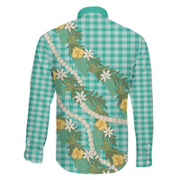 Aloha Puakenikeni Anthurium Pikake Lei Family Matching Short Sleeve Bodycon Dress and Hawaiian Shirt Marine Hawaiian Palaka Pattern