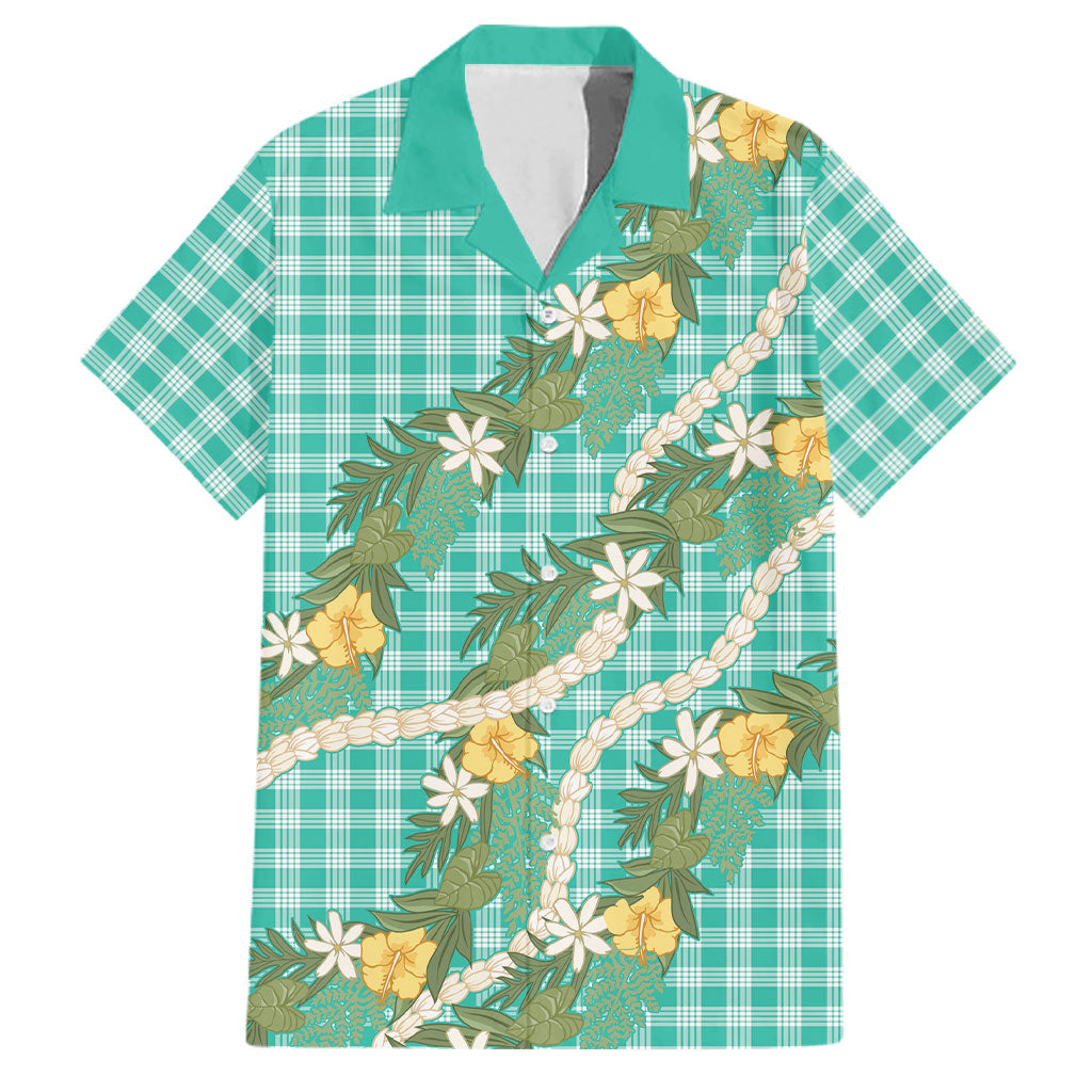 Aloha Puakenikeni Anthurium Pikake Lei Family Matching Summer Maxi Dress and Hawaiian Shirt Marine Hawaiian Palaka Pattern