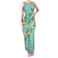 Aloha Puakenikeni Anthurium Pikake Lei Family Matching Tank Maxi Dress and Hawaiian Shirt Marine Hawaiian Palaka Pattern