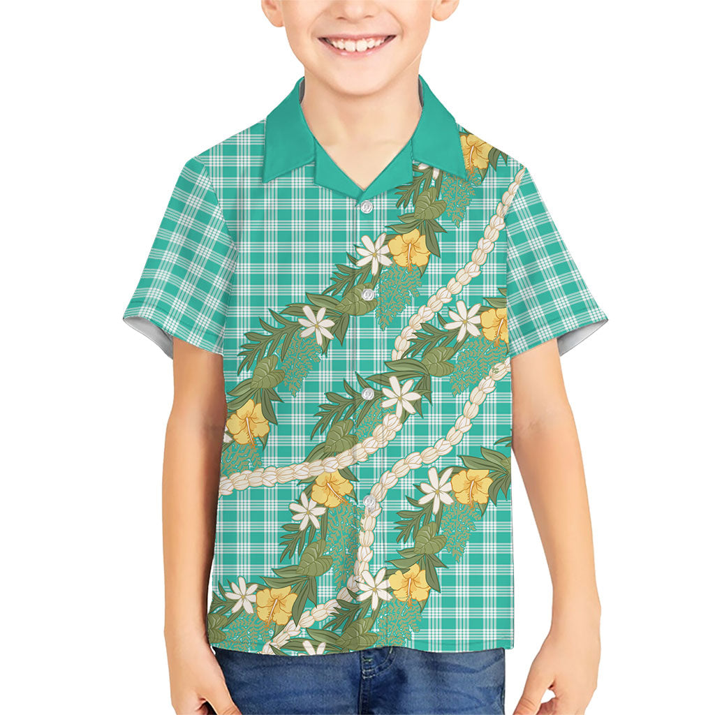 Aloha Puakenikeni Anthurium Pikake Lei Family Matching Tank Maxi Dress and Hawaiian Shirt Marine Hawaiian Palaka Pattern