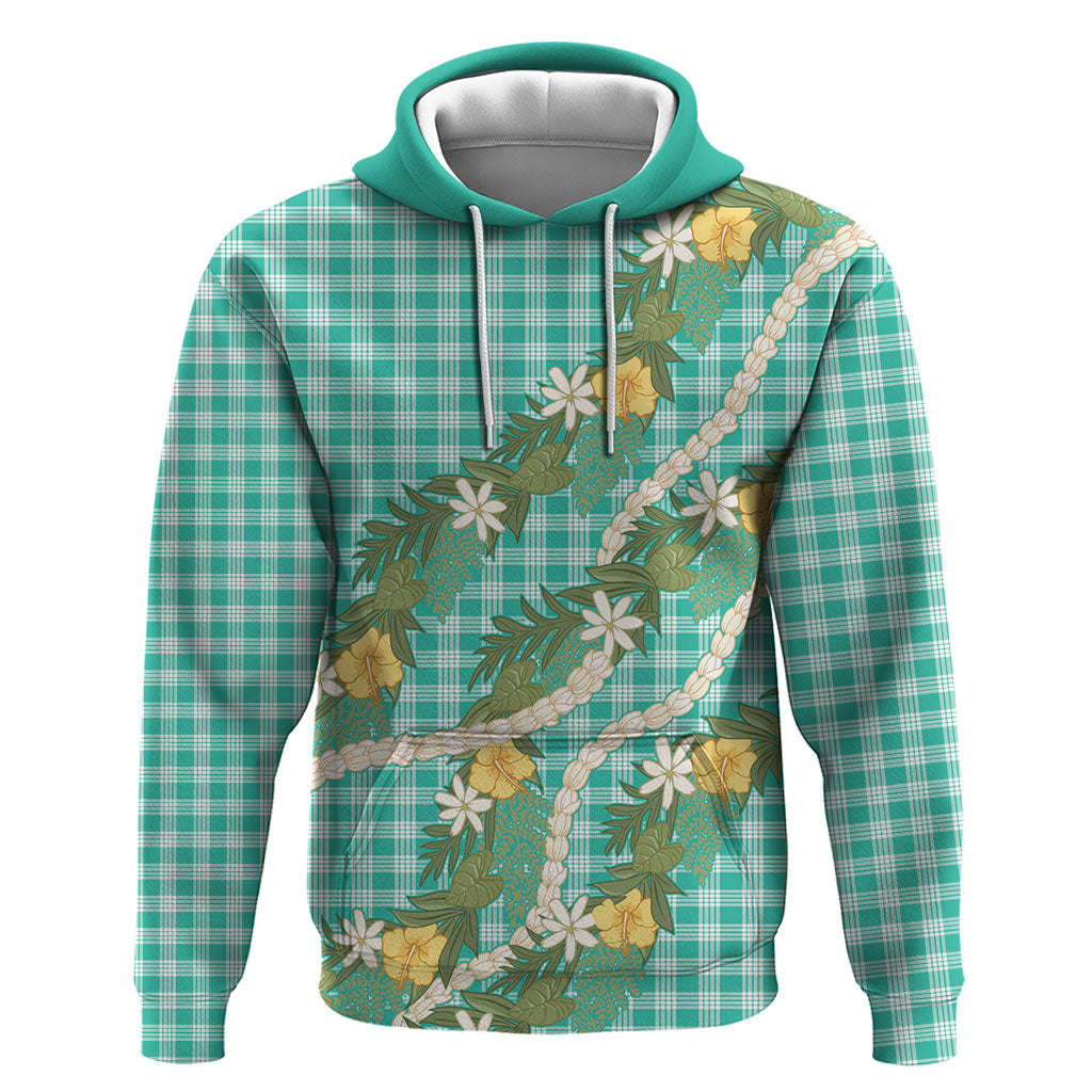 Aloha Puakenikeni Anthurium Pikake Lei Hoodie Marine Hawaiian Palaka Pattern LT9 Pullover Hoodie Marine - Polynesian Pride