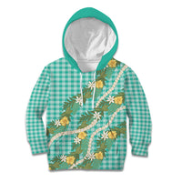 Aloha Puakenikeni Anthurium Pikake Lei Kid Hoodie Marine Hawaiian Palaka Pattern
