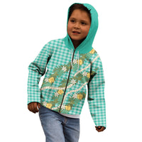 Aloha Puakenikeni Anthurium Pikake Lei Kid Hoodie Marine Hawaiian Palaka Pattern