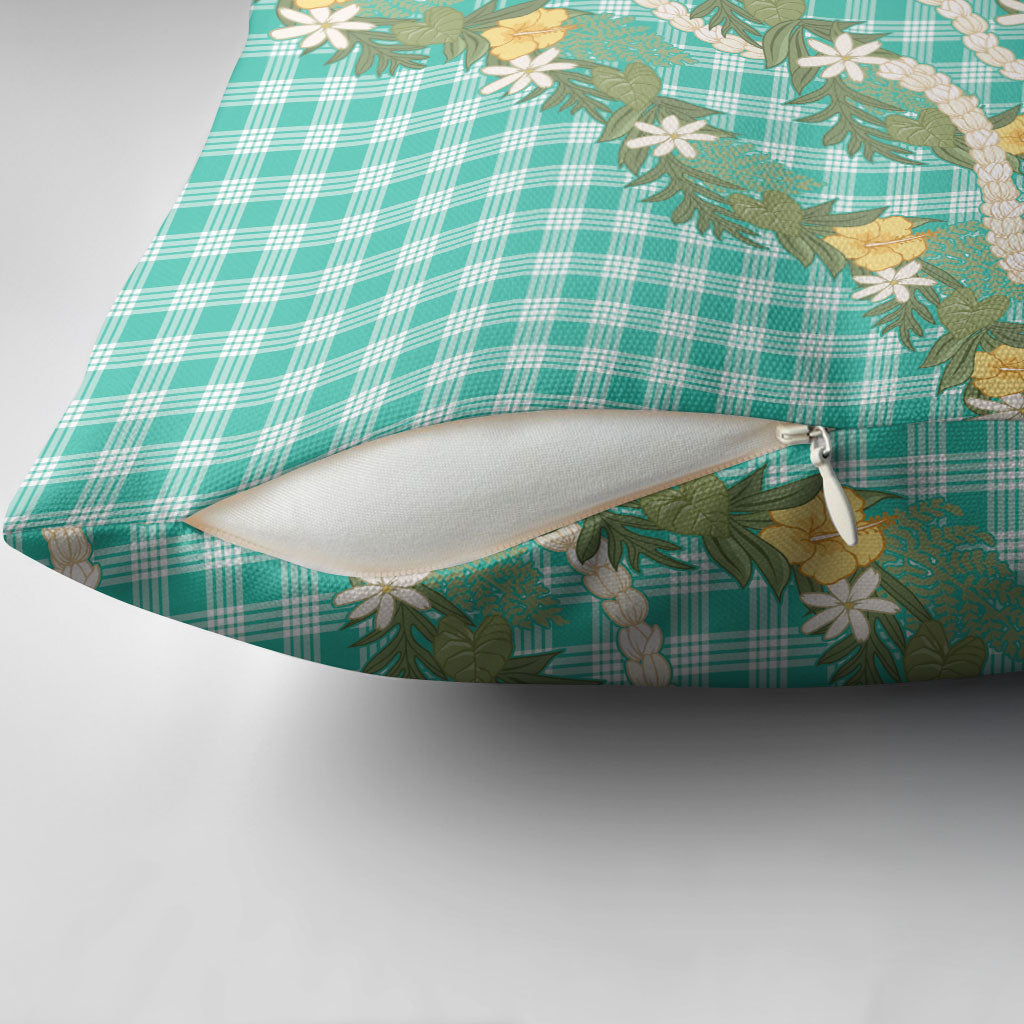 Aloha Puakenikeni Anthurium Pikake Lei Pillow Cover Marine Hawaiian Palaka Pattern