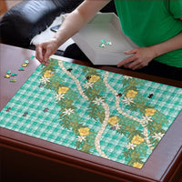 Aloha Puakenikeni Anthurium Pikake Lei Puzzle Marine Hawaiian Palaka Pattern