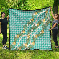Aloha Puakenikeni Anthurium Pikake Lei Quilt Marine Hawaiian Palaka Pattern