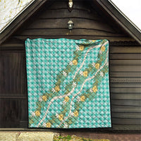 Aloha Puakenikeni Anthurium Pikake Lei Quilt Marine Hawaiian Palaka Pattern