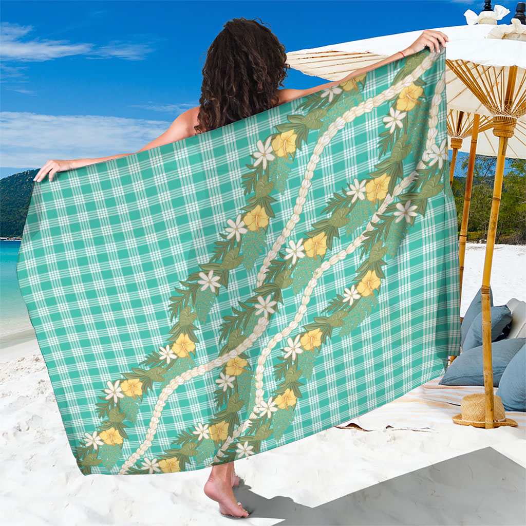 Aloha Puakenikeni Anthurium Pikake Lei Sarong Marine Hawaiian Palaka Pattern
