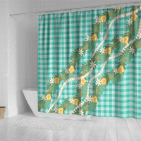 Aloha Puakenikeni Anthurium Pikake Lei Shower Curtain Marine Hawaiian Palaka Pattern