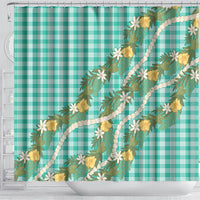 Aloha Puakenikeni Anthurium Pikake Lei Shower Curtain Marine Hawaiian Palaka Pattern