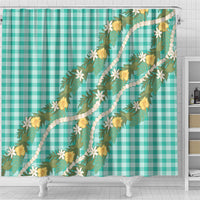 Aloha Puakenikeni Anthurium Pikake Lei Shower Curtain Marine Hawaiian Palaka Pattern