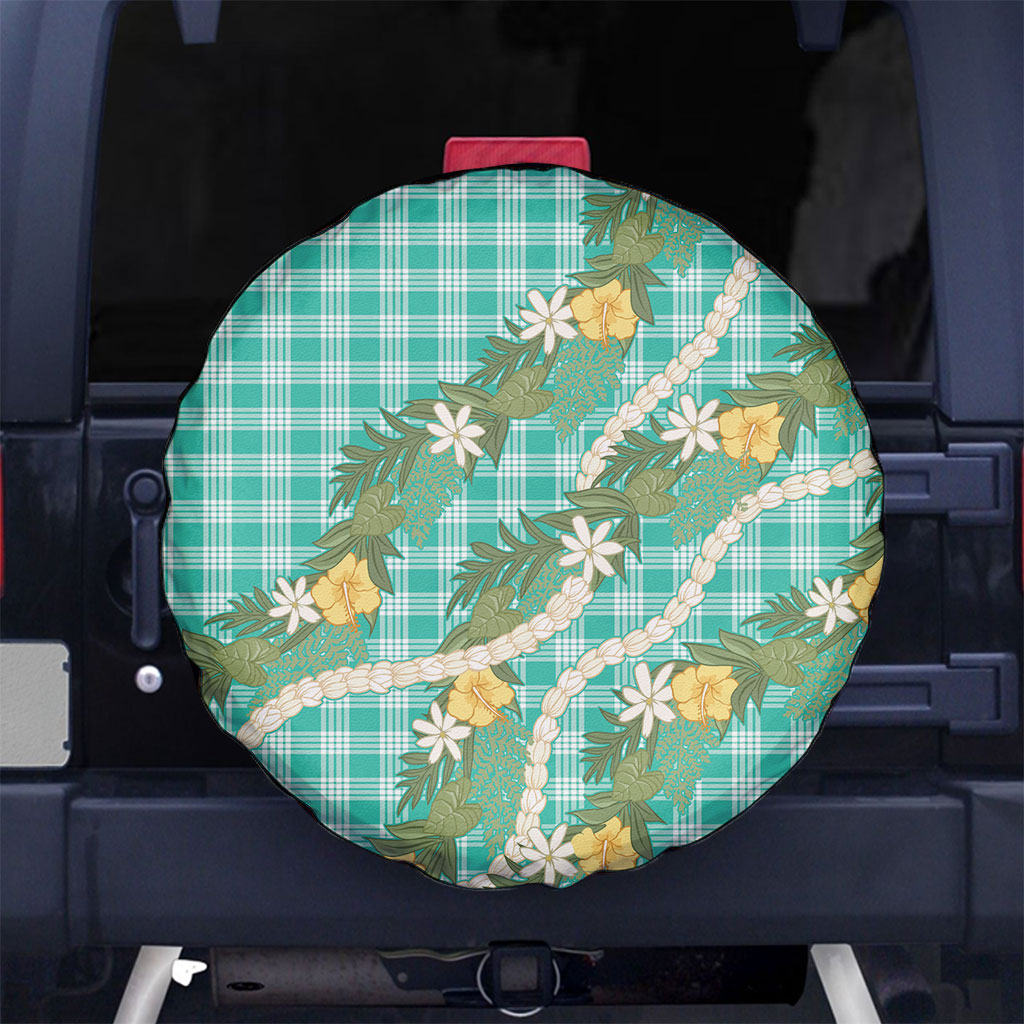 Aloha Puakenikeni Anthurium Pikake Lei Spare Tire Cover Marine Hawaiian Palaka Pattern