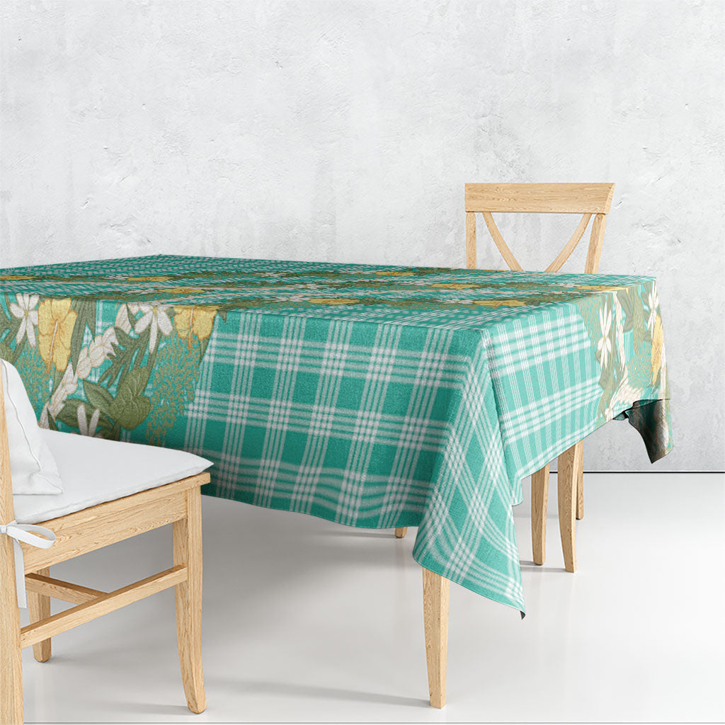 Aloha Puakenikeni Anthurium Pikake Lei Tablecloth Marine Hawaiian Palaka Pattern