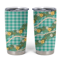 Aloha Puakenikeni Anthurium Pikake Lei Tumbler Cup Marine Hawaiian Palaka Pattern