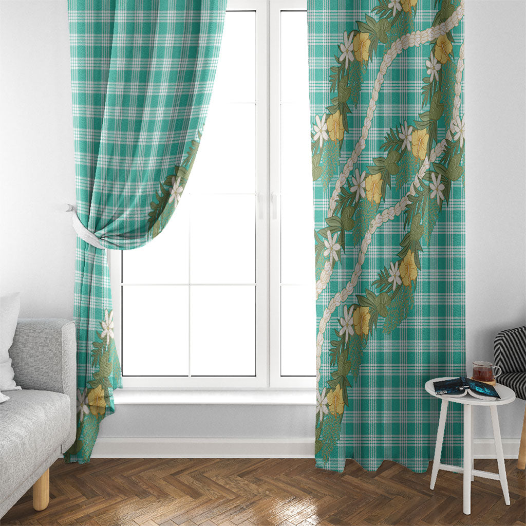 Aloha Puakenikeni Anthurium Pikake Lei Window Curtain Marine Hawaiian Palaka Pattern