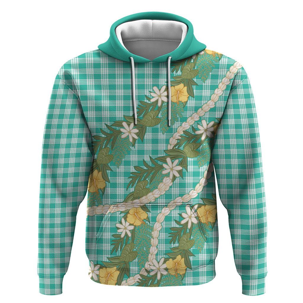 Aloha Puakenikeni Anthurium Pikake Lei Zip Hoodie Marine Hawaiian Palaka Pattern