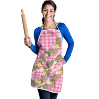 Aloha Puakenikeni Anthurium Pikake Lei Apron Tropical Pink Hawaiian Palaka Pattern