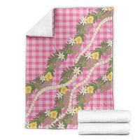 Aloha Puakenikeni Anthurium Pikake Lei Blanket Tropical Pink Hawaiian Palaka Pattern