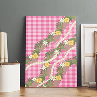 Aloha Puakenikeni Anthurium Pikake Lei Canvas Wall Art Tropical Pink Hawaiian Palaka Pattern