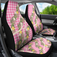 Aloha Puakenikeni Anthurium Pikake Lei Car Seat Cover Tropical Pink Hawaiian Palaka Pattern