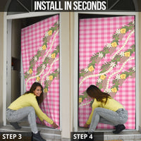 Aloha Puakenikeni Anthurium Pikake Lei Door Cover Tropical Pink Hawaiian Palaka Pattern