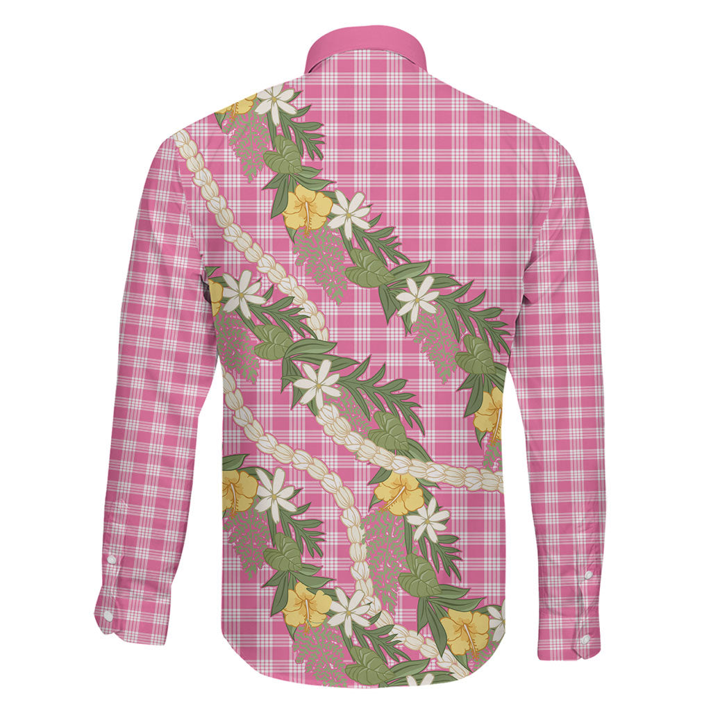Aloha Puakenikeni Anthurium Pikake Lei Family Matching Mermaid Dress and Hawaiian Shirt Tropical Pink Hawaiian Palaka Pattern