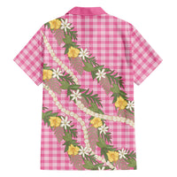 Aloha Puakenikeni Anthurium Pikake Lei Family Matching Tank Maxi Dress and Hawaiian Shirt Tropical Pink Hawaiian Palaka Pattern