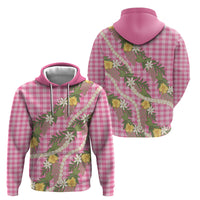 Aloha Puakenikeni Anthurium Pikake Lei Hoodie Tropical Pink Hawaiian Palaka Pattern