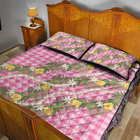 Aloha Puakenikeni Anthurium Pikake Lei Quilt Bed Set Tropical Pink Hawaiian Palaka Pattern