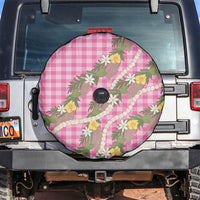 Aloha Puakenikeni Anthurium Pikake Lei Spare Tire Cover Tropical Pink Hawaiian Palaka Pattern