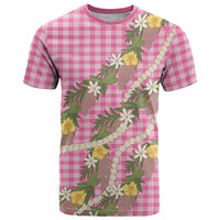 Aloha Puakenikeni Anthurium Pikake Lei T Shirt Tropical Pink Hawaiian Palaka Pattern