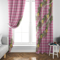 Aloha Puakenikeni Anthurium Pikake Lei Window Curtain Tropical Pink Hawaiian Palaka Pattern