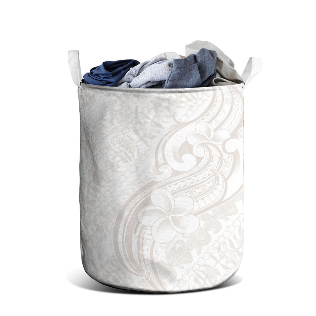Hawaii Plumeria Lokelani Pikake Lei Laundry Basket Sandy Beige Polynesian Tattoo