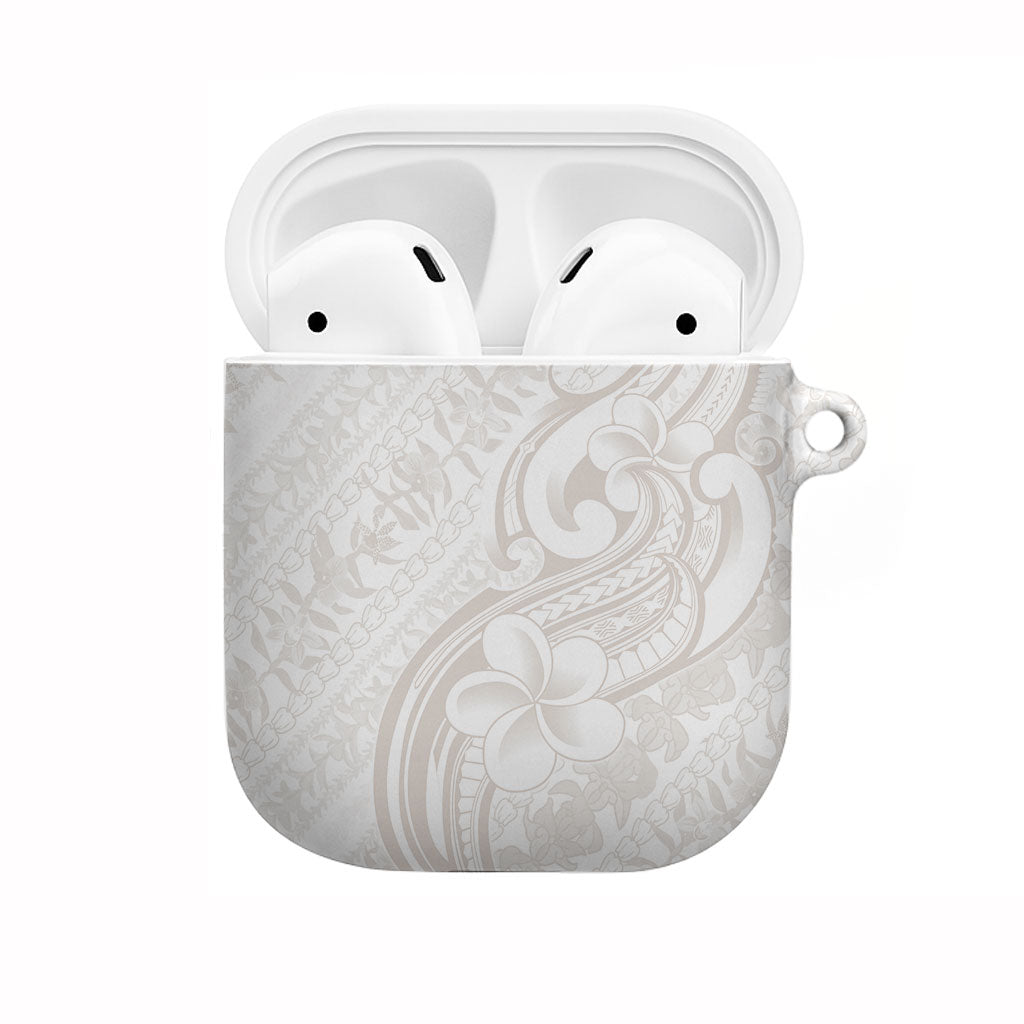 Hawaii Plumeria Lokelani Pikake Lei AirPods Case Sandy Beige Polynesian Tattoo