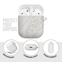 Hawaii Plumeria Lokelani Pikake Lei AirPods Case Sandy Beige Polynesian Tattoo