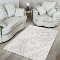 Hawaii Plumeria Lokelani Pikake Lei Area Rug Sandy Beige Polynesian Tattoo