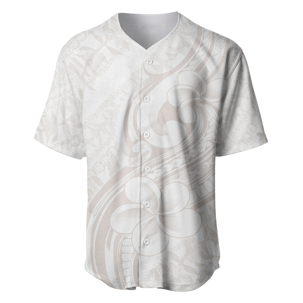 Hawaii Plumeria Lokelani Pikake Lei Baseball Jersey Sandy Beige Polynesian Tattoo